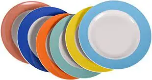 Plates, porcelain -set of 6 (R/G/B)