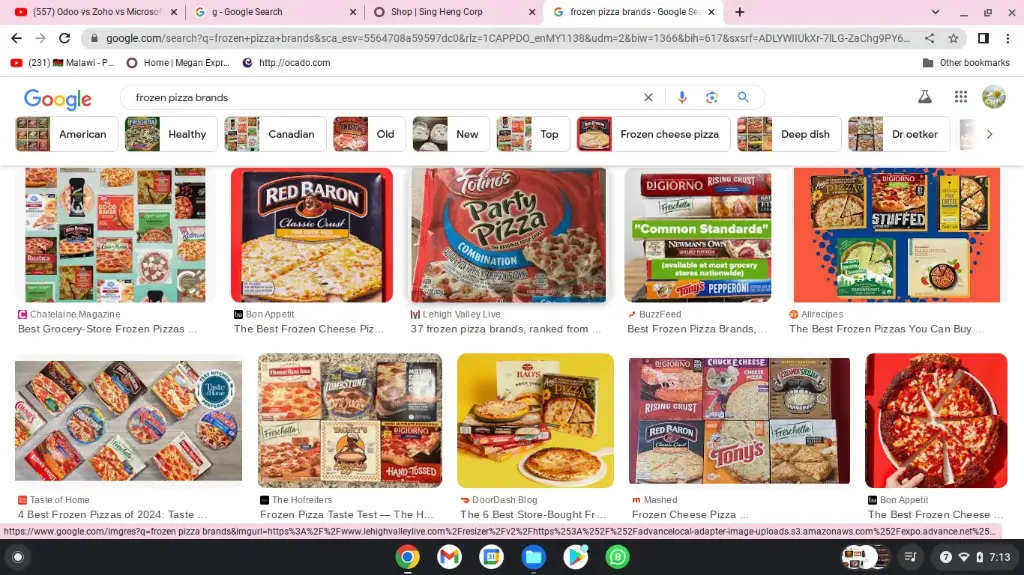 41-2 CONSOLE Frozen pizzas